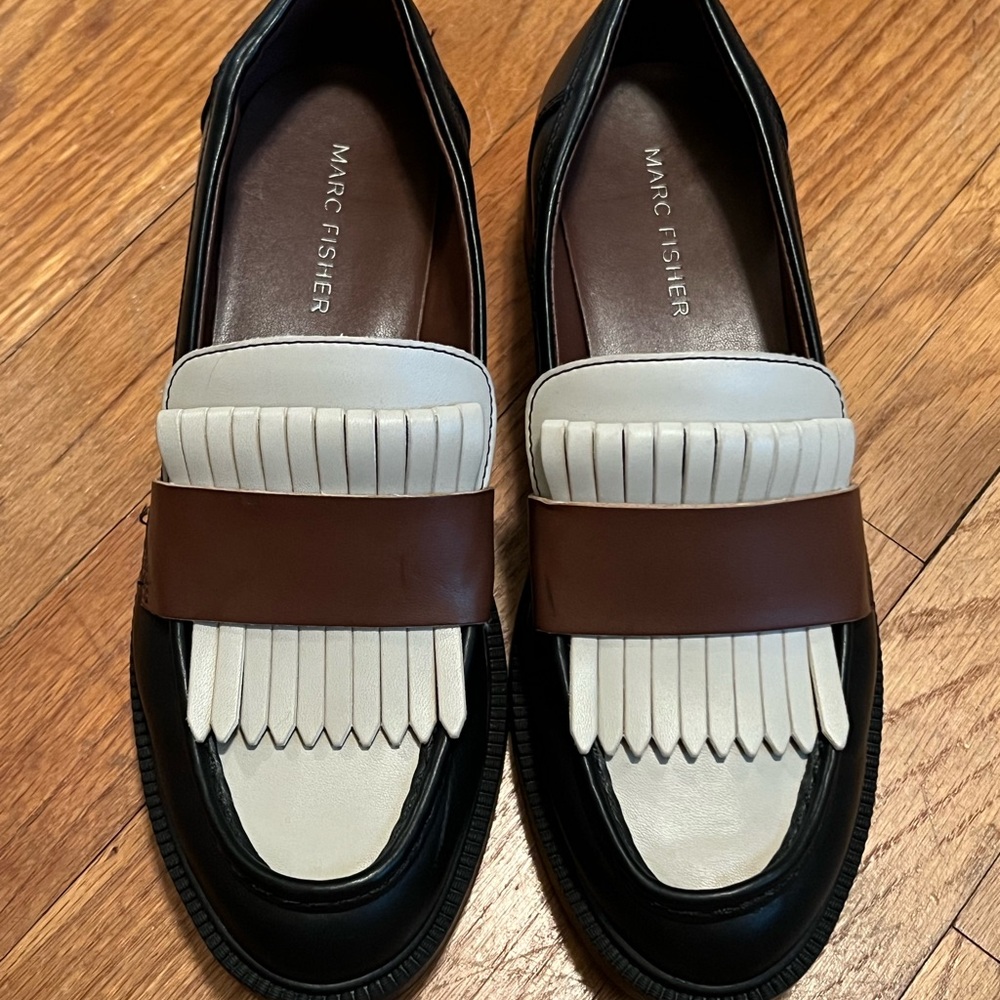 Marc Fisher Black, Brown, and Cream Ladies Loafers - Picture 3 of 5